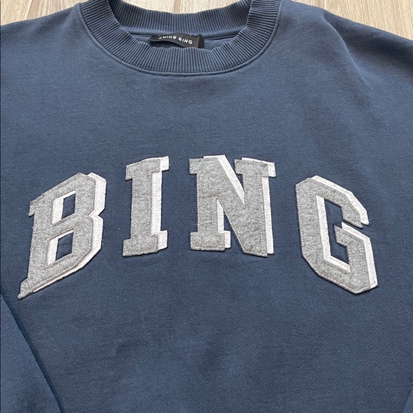 Anine Bing Navy Oversized Crewneck Sz XS A-08-5205-420 - Picture 6 of 14